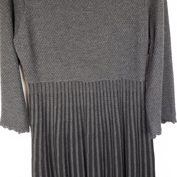Calvin Klein Sweater Dress Lightweight Gray Black Fit & Flare Womens Size Large - Picture 4 of 6